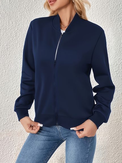 Women'S Stylish Baseball Jacket with a Zipper