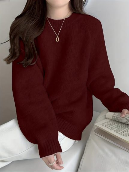 Ladies' Beige Pullover - a Soft Long-Sleeve Sweater Suitable for Both Casual And Formal Outfits in Autumn And Winter, Featuring a Comfortable Thick Coat, Fiber Texture, Relaxed Fit, Stretchy Fabric, Perfect for Office Wear
